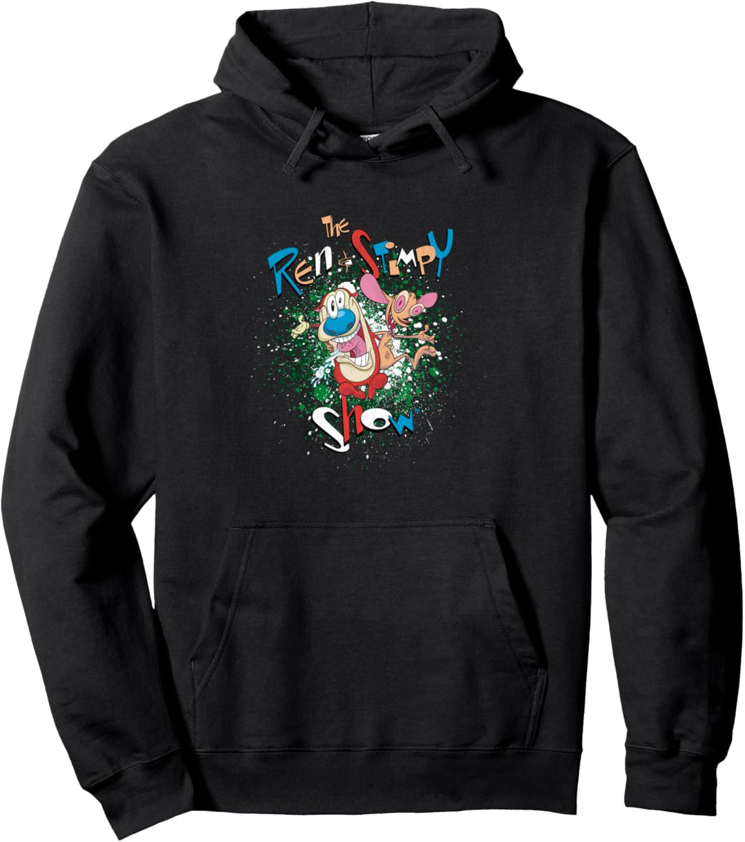 Ren and Stimpy Green Splatter Paint Pullover Hoodie