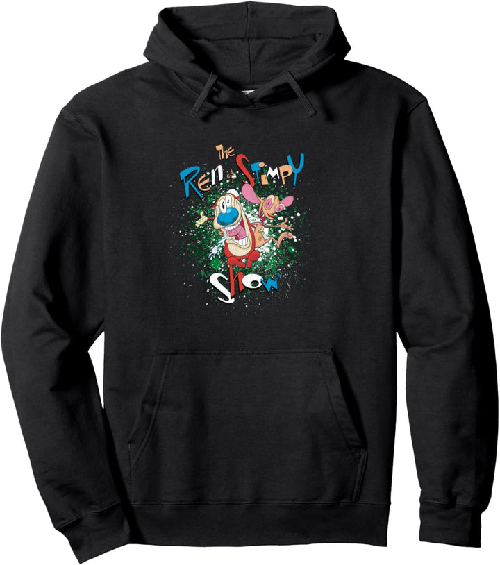 Ren and Stimpy Green Splatter Paint Pullover Hoodie