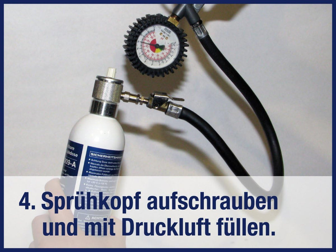 Rotek wiederbefüllbare Sprühflasche inkl. 4 Düsen - einfach Mittel einfüllen, mit Druckluft befüllen