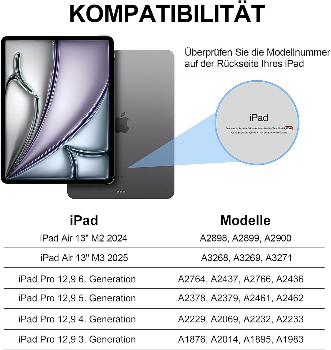 Hülle Beleuchtete Tastatur für Air 13 Zoll (2025/2024) M3/M2, QWERTZ Magnetisch Abnehmbare Keyboard
