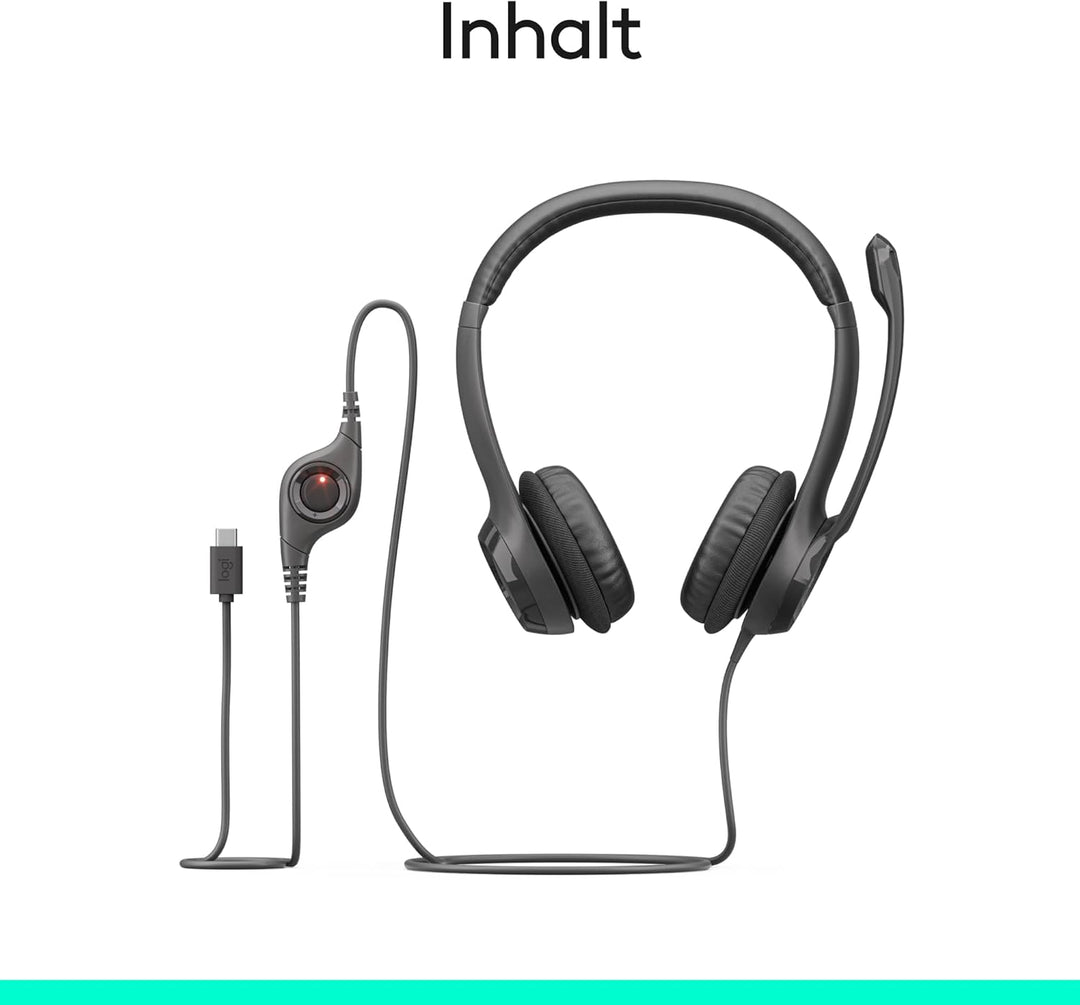 Logitech H390 kabelgebundenes Headset für PC/Notebook, Stereo-Kopfhörer mit Mikrofon mit Geräuschunt