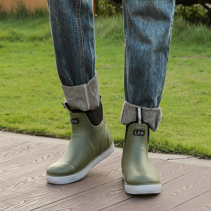 Rumkok Gummistiefel Herren Halbhoch, Grundlegend Wasserdicht Atmungsaktiv Stiefeletten, Anti-Rutsch
