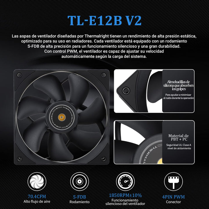 Thermalright Frozen Prism 240 Black AIO Wasserkühler, Flüssig-CPU-Kühler, 2×120mm PWM-Lüfter Wasser-