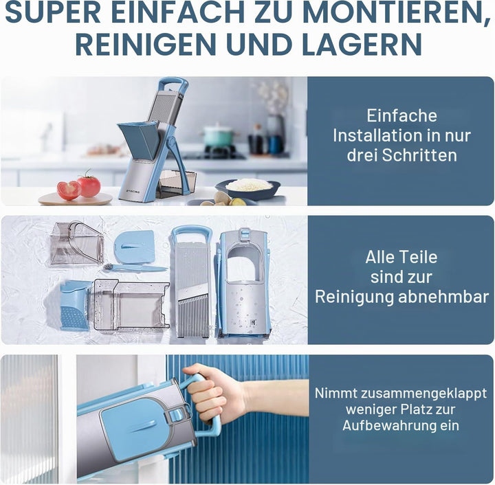 Safe Veggie Chopper Gemüseschneider, Pommes Frittierschneider, Zwiebelhacker, Gemüsehobel, multifunk