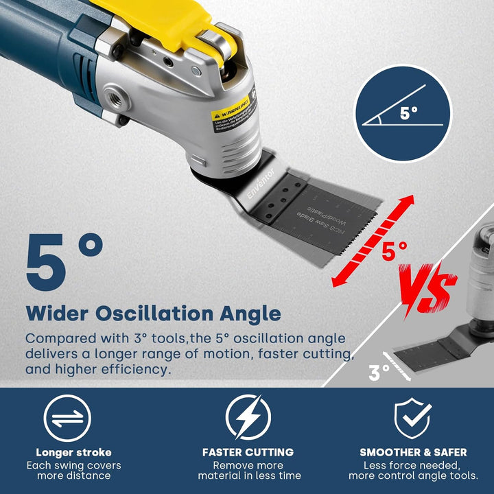 Enventor Oszillationswerkzeug mit 30 Zubehör, Schnellwechsel, 500W | 6 Variable Geschwindigkeit, Hil