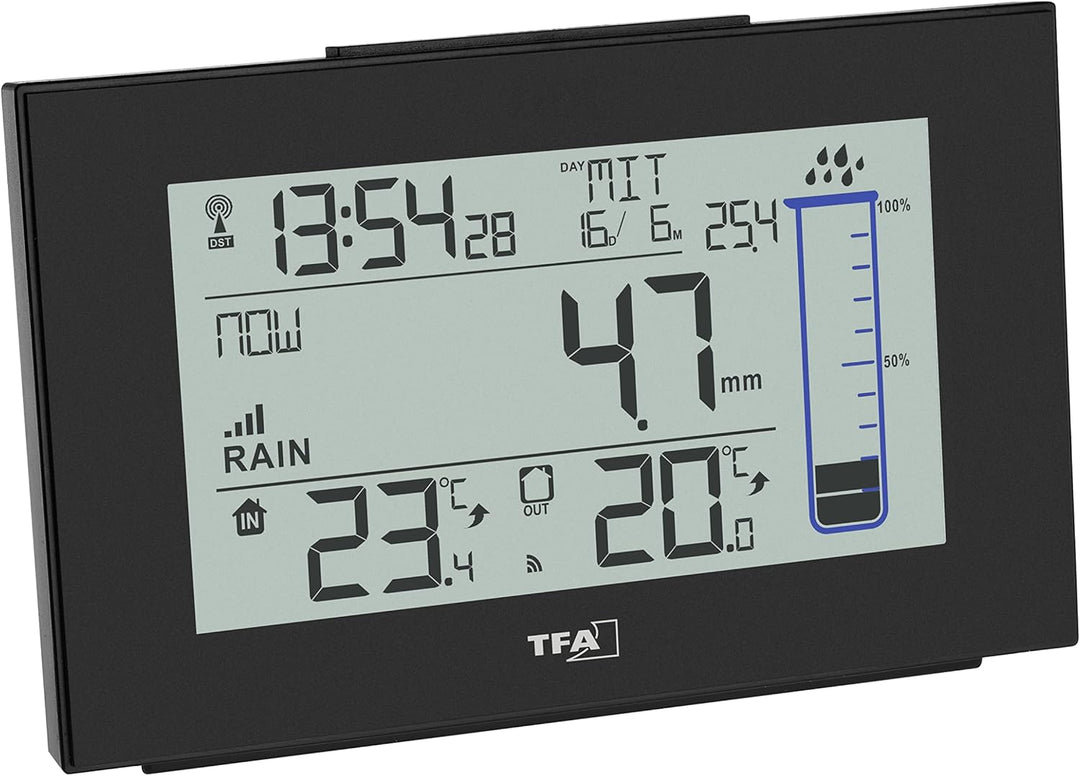 TFA Dostmann 47.3006 Splash digitaler Funk-Regenmesser Niederschlagsmesser (schwarz), Schwarz