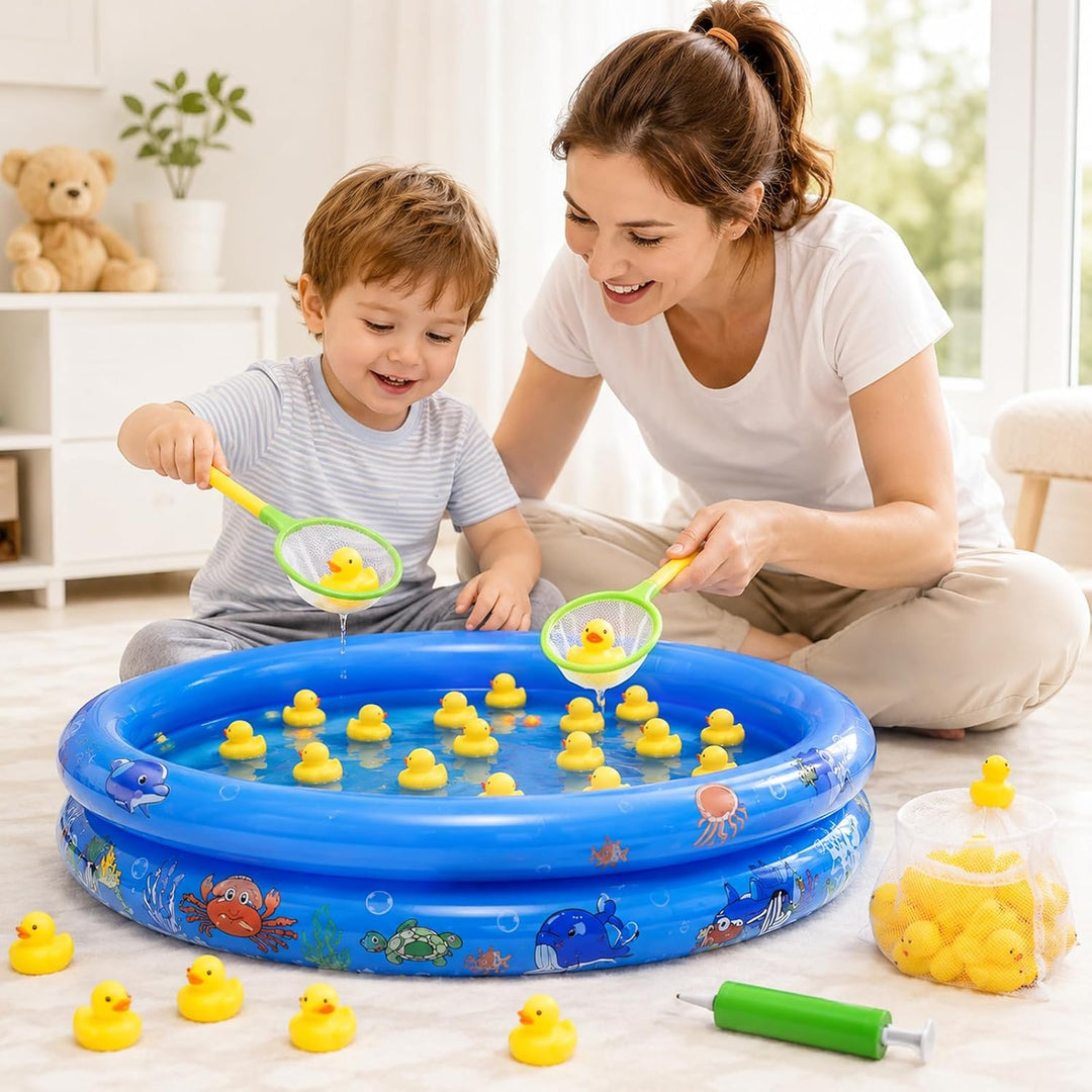 25 Stück Mini Planschbecken Baby mit Quietscheente und Luftpumpe