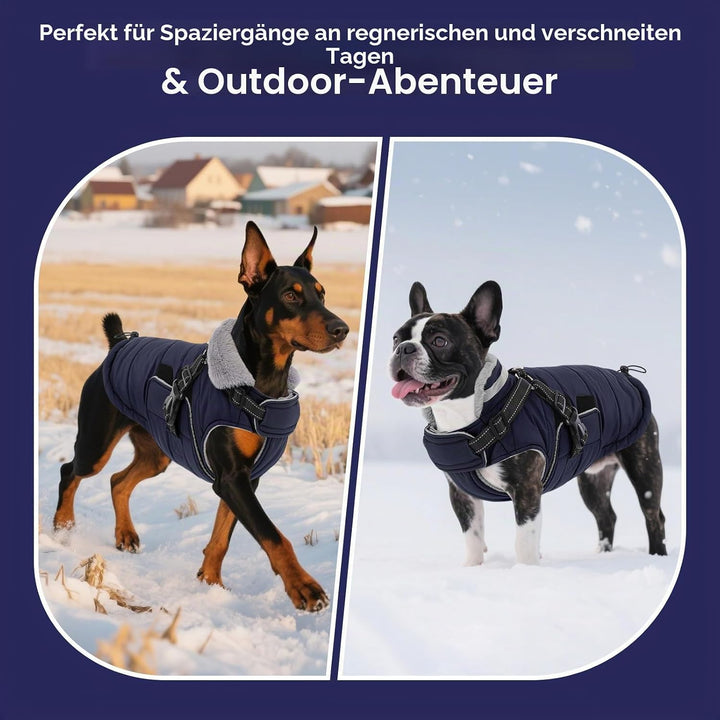 ASENKU Hundemantel Winter für Kleine, Mittel &amp; Grosse Hunde, Hundemantel mit Geschirr Wasserdicht Wi