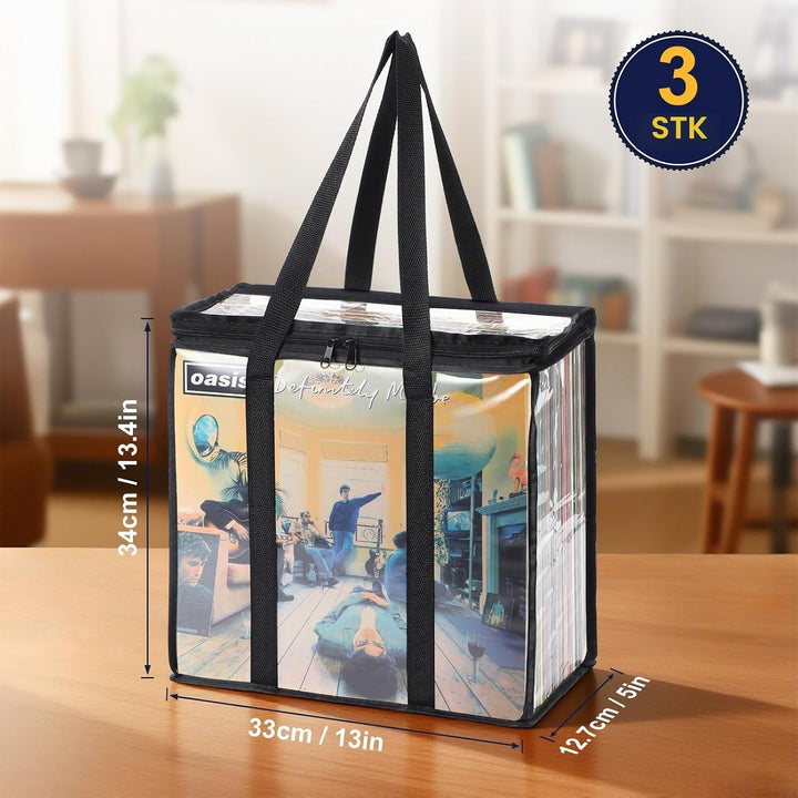 Facmogu 33-U/min-Vinylplatten-Aufbewahrungstasche, durchsichtige PVC-Plattentaschen für Vinyl, fasst