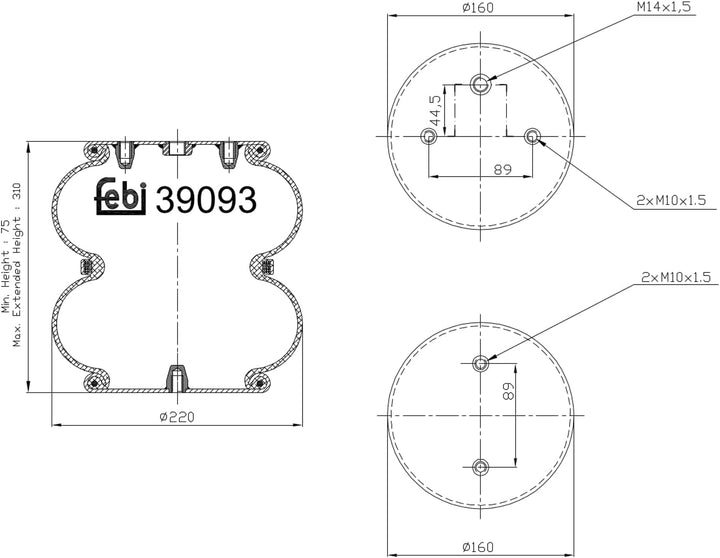 febi bilstein 39093 Luftfederbalg , 1 Stück