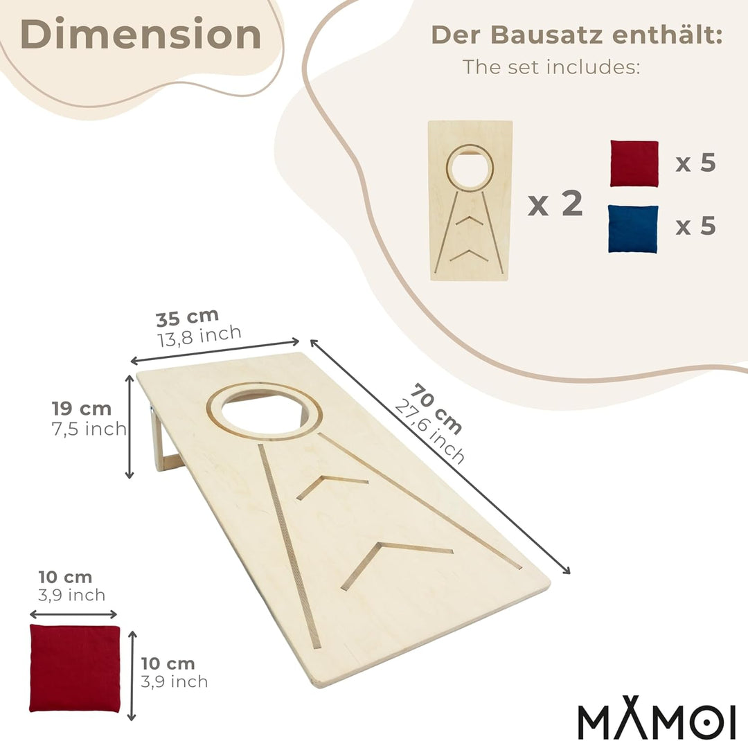 Cornhole PartySpiele Outdoor Indoor, Strandspiel | Wurfspiel für Kinder und Erwachsene Inklusive Sac