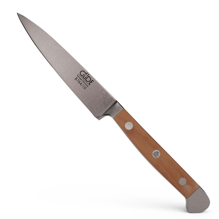 GÜDE Solingen - Spickmesser geschmiedet, 10 cm, Birnenholz, ALPHA BIRNE, Office Messer, Doppelkropf,