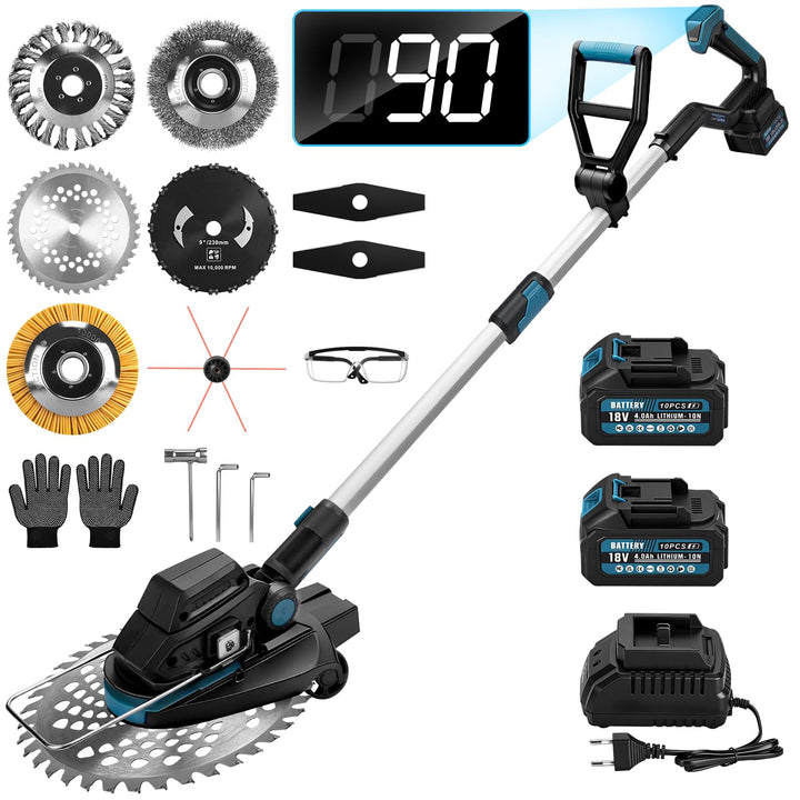 7-in-1 Akku-Rasentrimmer für Makita-Akkus mit 2 Akkus&amp;Ladegerät | 1200W Freischneider mit Unkrautbür