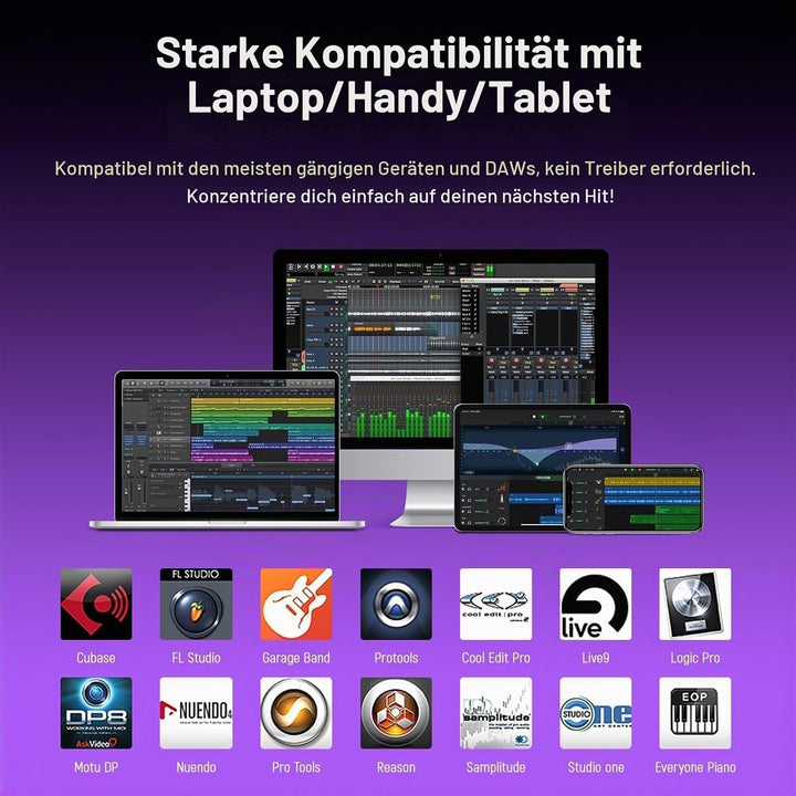 Synido TempoPAD C16 Kabelloser MIDI Pad Controller, Beat-Maker-Pad Mintgrün Kabelloses TempoPAD C16