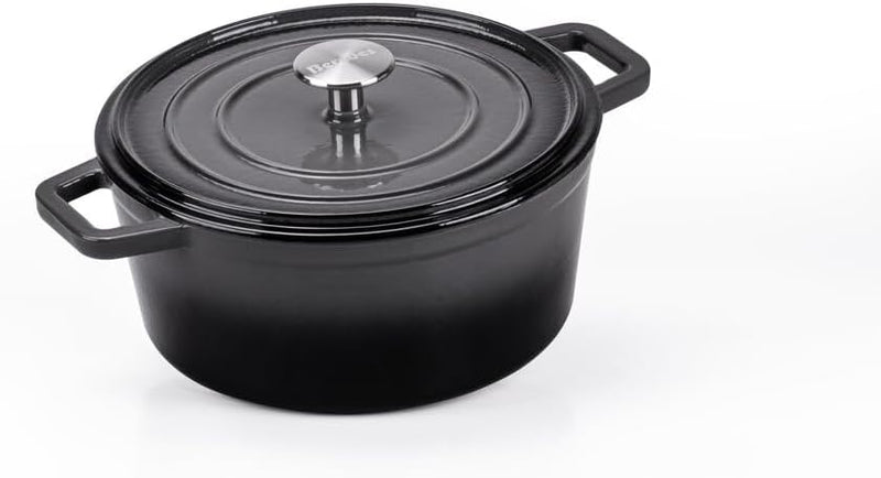 Berndes Bräter B.iron 3,75L mit Deckel - 24 cm - Gusseisen mit Emaillebeschichtung - Kochtopf zum Sc
