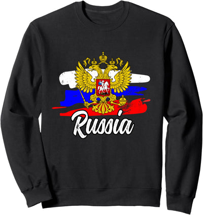 Russische Flagge mit Adler Wappen Russland Russia Blyat Sweatshirt