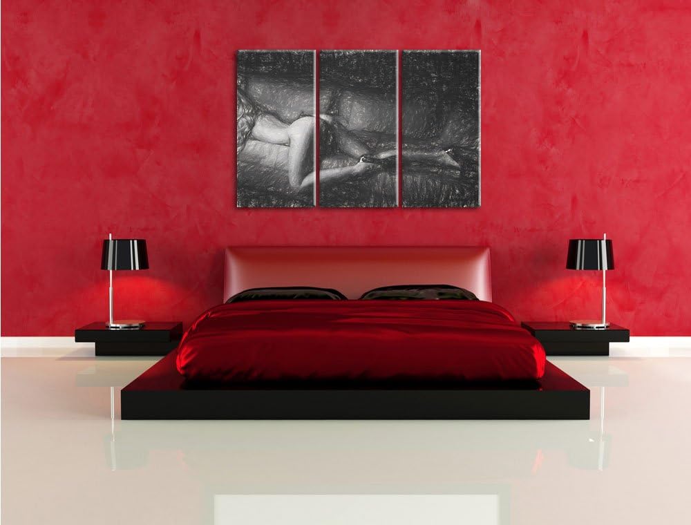 Pixxprint Frau mit sexy Po als Leinwandbild/Grösse: 3 Teilig (120x80 cm) cm/Wandbild/Kunstdruck/fert