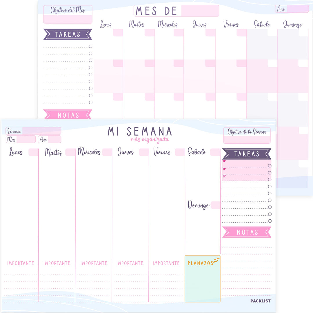PACKLIST Personal Organizer (SPANISCH Semanal + Mensual | A4 Lila)