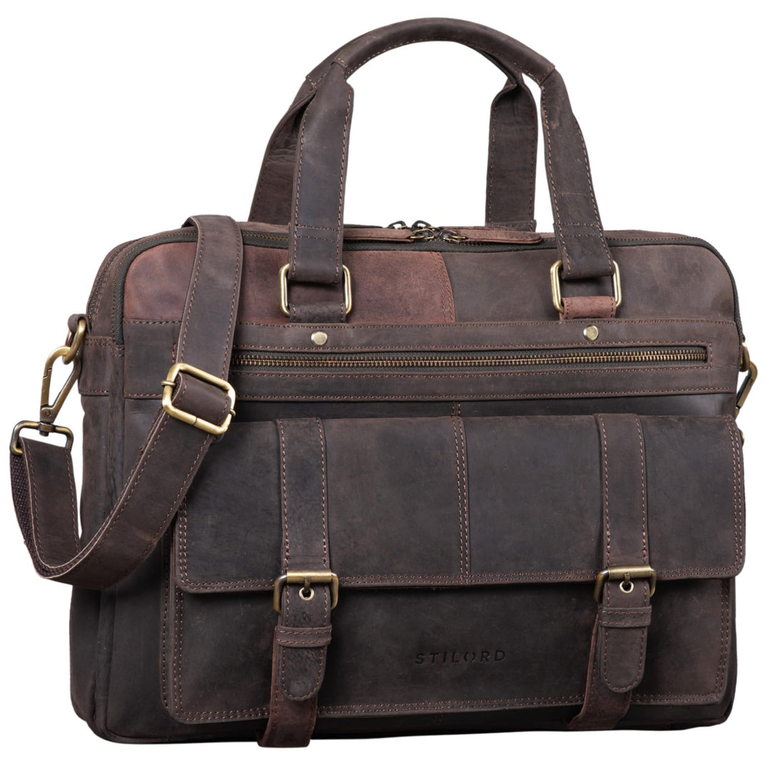 STILORD 'Alvaro' Vintage Businesstasche Echtes Leder Laptoptasche 15,6 Zoll Aktentasche Grosse Umhän