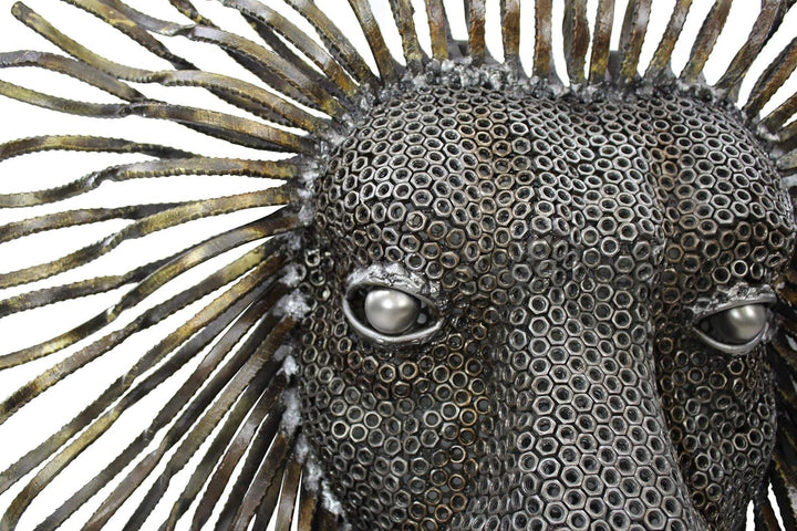 DARO DEKO Wanddekoration Löwenkopf aus recyceltem Metall 75 x 88cm frei, Frei