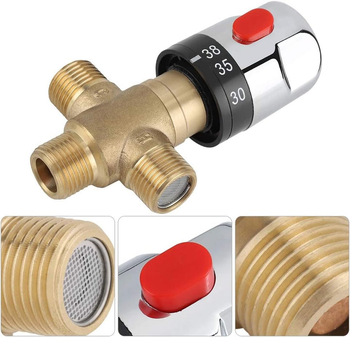 Thermostatventil, G1 / 2 Messing Thermostatmischventil Thermostatsteuerung Mischventil für Dusche, I