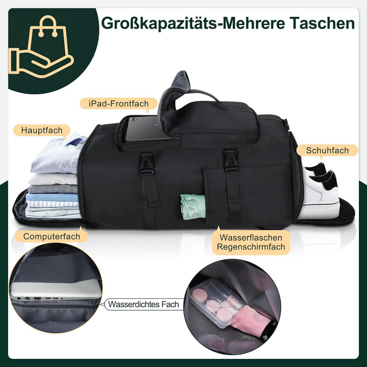 Sporttasche Herren, 30L Damen Sporttasche Rucksack, Klein Sportrucksack mit Schuhfach und Nassfach,