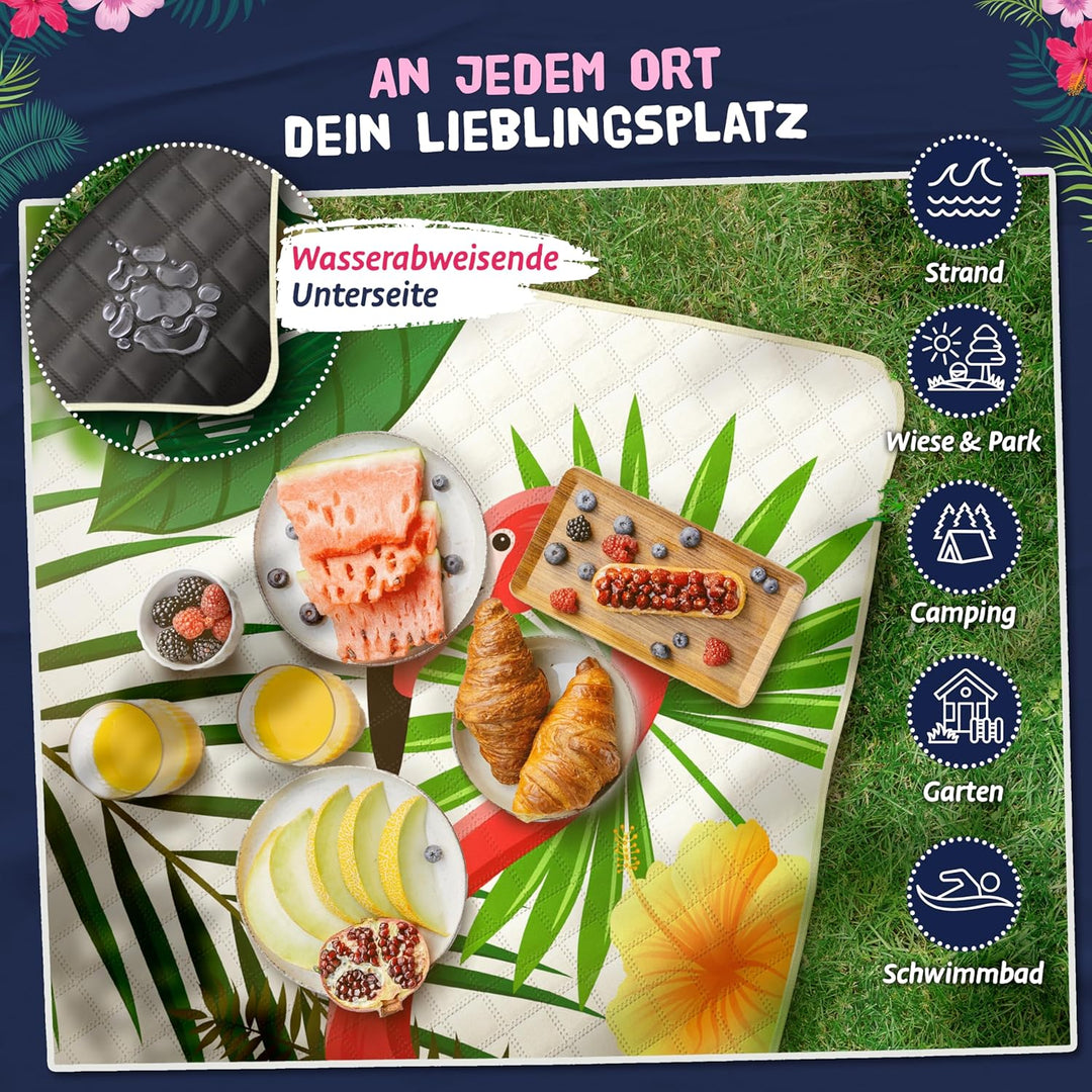 Bobby Beach Picknickdecke wasserabweisend | Stranddecke sandfrei Strandmatte gepolstert | Strandtuch