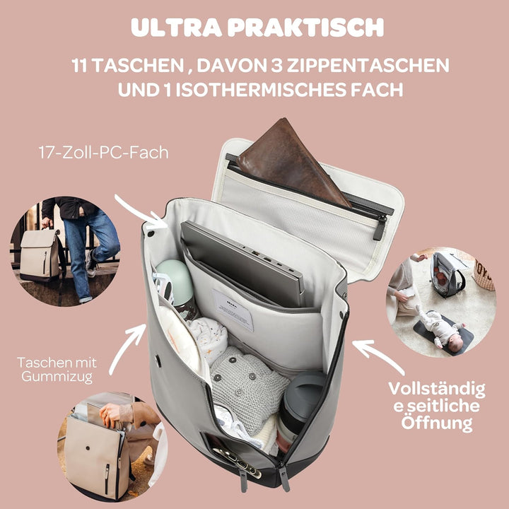 Béaba, Wickeltasche, Rucksack, Wasserdicht Anthrazit, Anthrazit