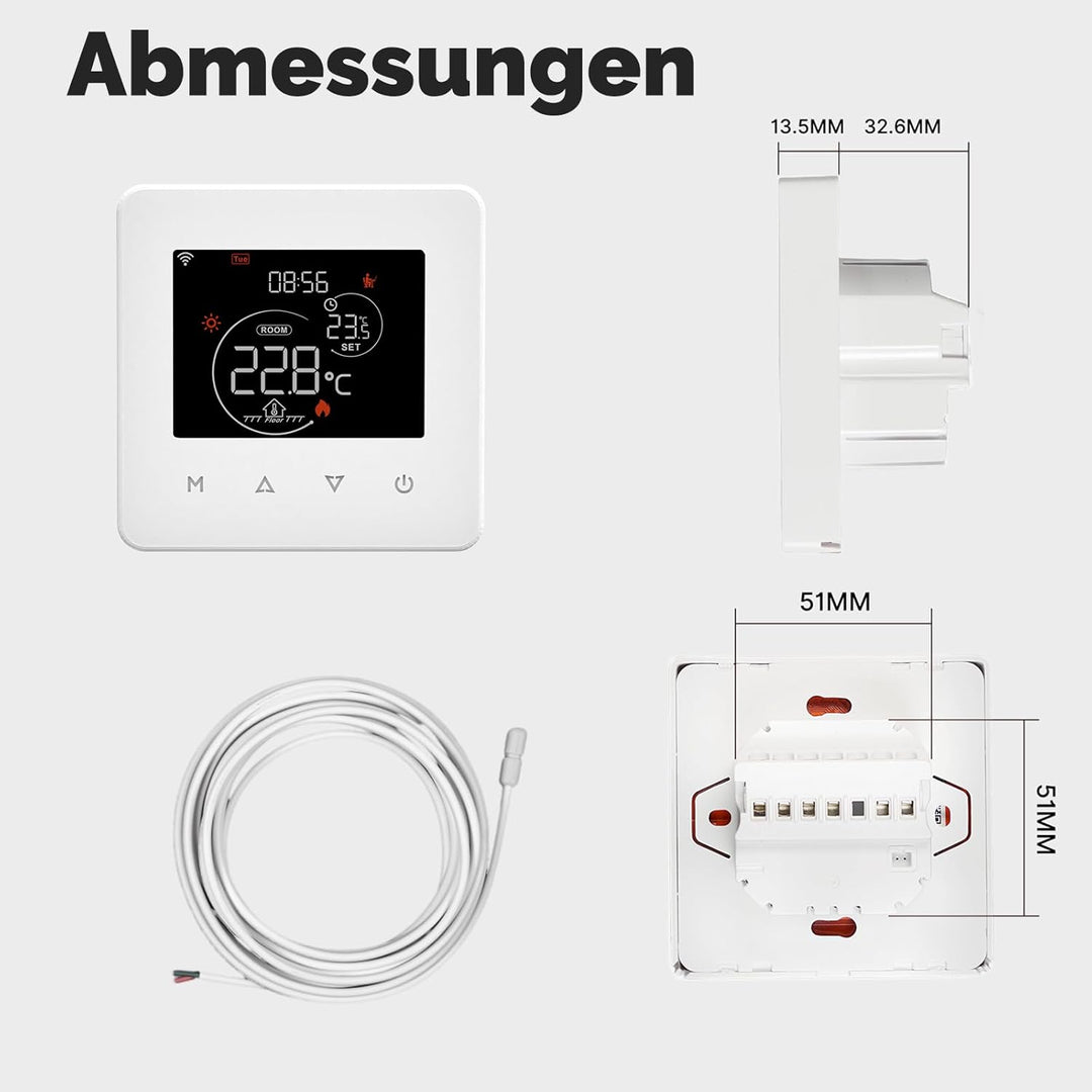 MOES Smart Thermostat Fussbodenheizung Elektrisch, Raumthermostat Fussbodenheizung WLAN Programmierb