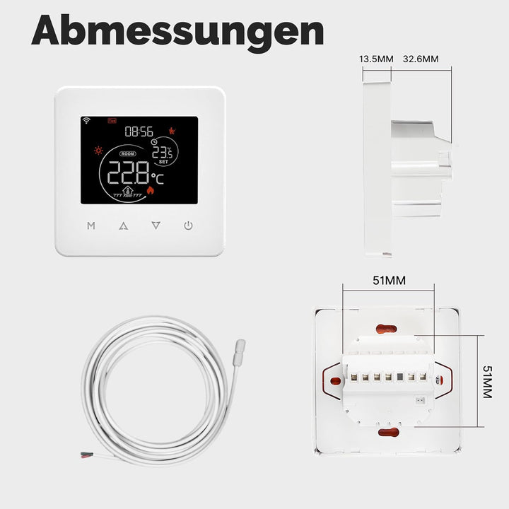 MOES Smart Thermostat Fussbodenheizung Elektrisch, Raumthermostat Fussbodenheizung WLAN Programmierb