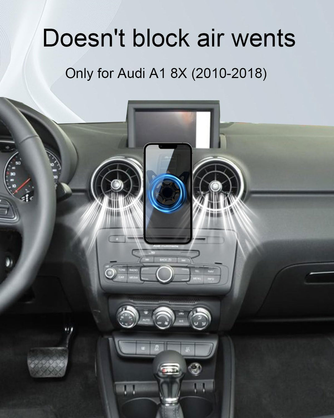 Magnet Handyhalterung kompatibel mit Audi A1 S1 8X 2010-2018, für Magsafe, 360 Grad KFZ Lüftungsschl