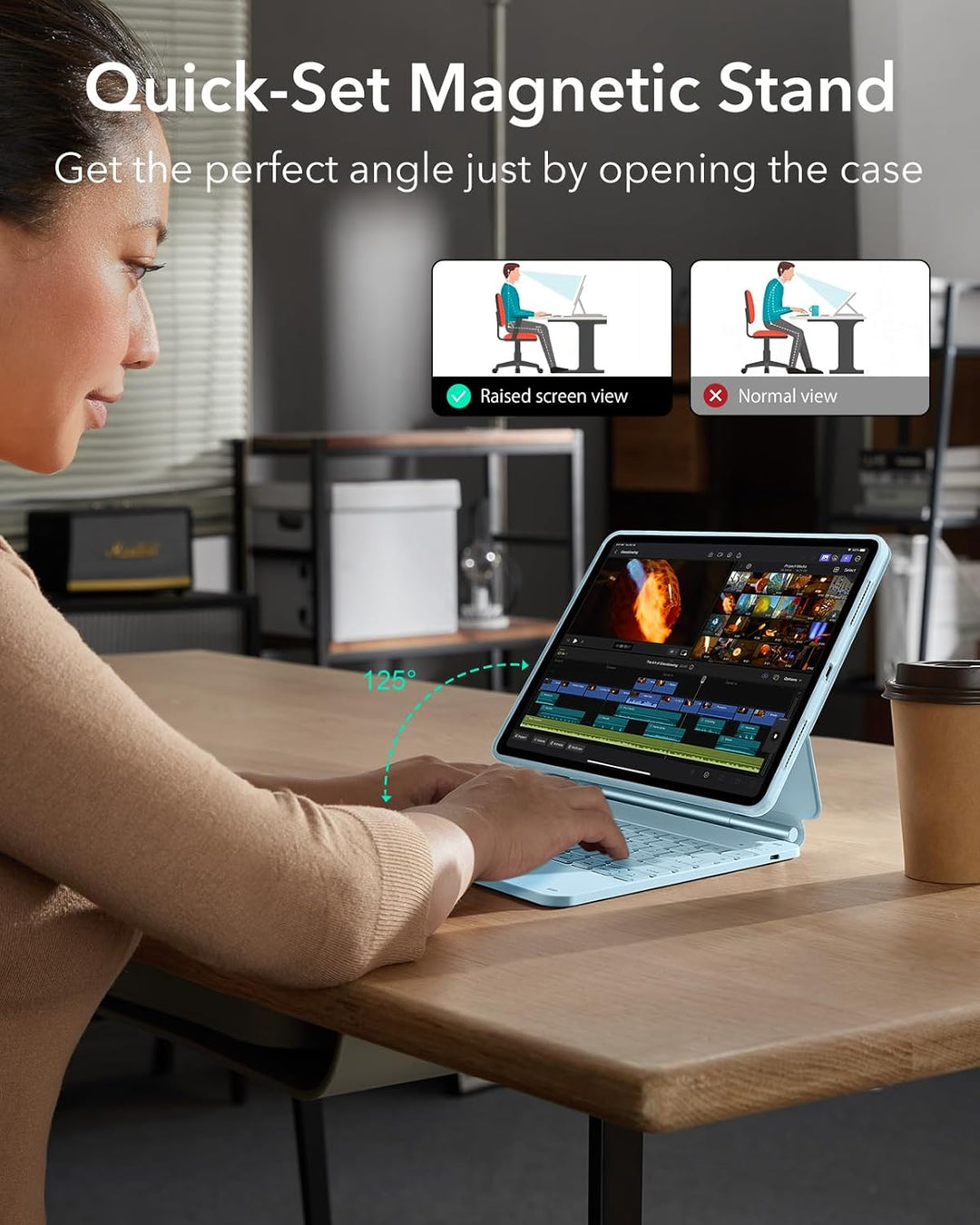 ESR iPad Pro 13 Zoll (M5/M4, 2025/2024) Hülle mit Tastatur, Tastaturhülle mit Einzustellendem Magnet