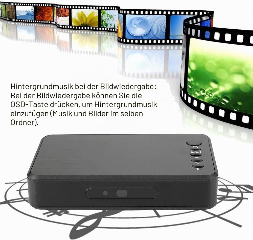 ASHATA HDMI Mediaplayer, Mini 1080P 4K Full-HD Ultra HDMI Digitaler Multimediaplayer mit Adapter und
