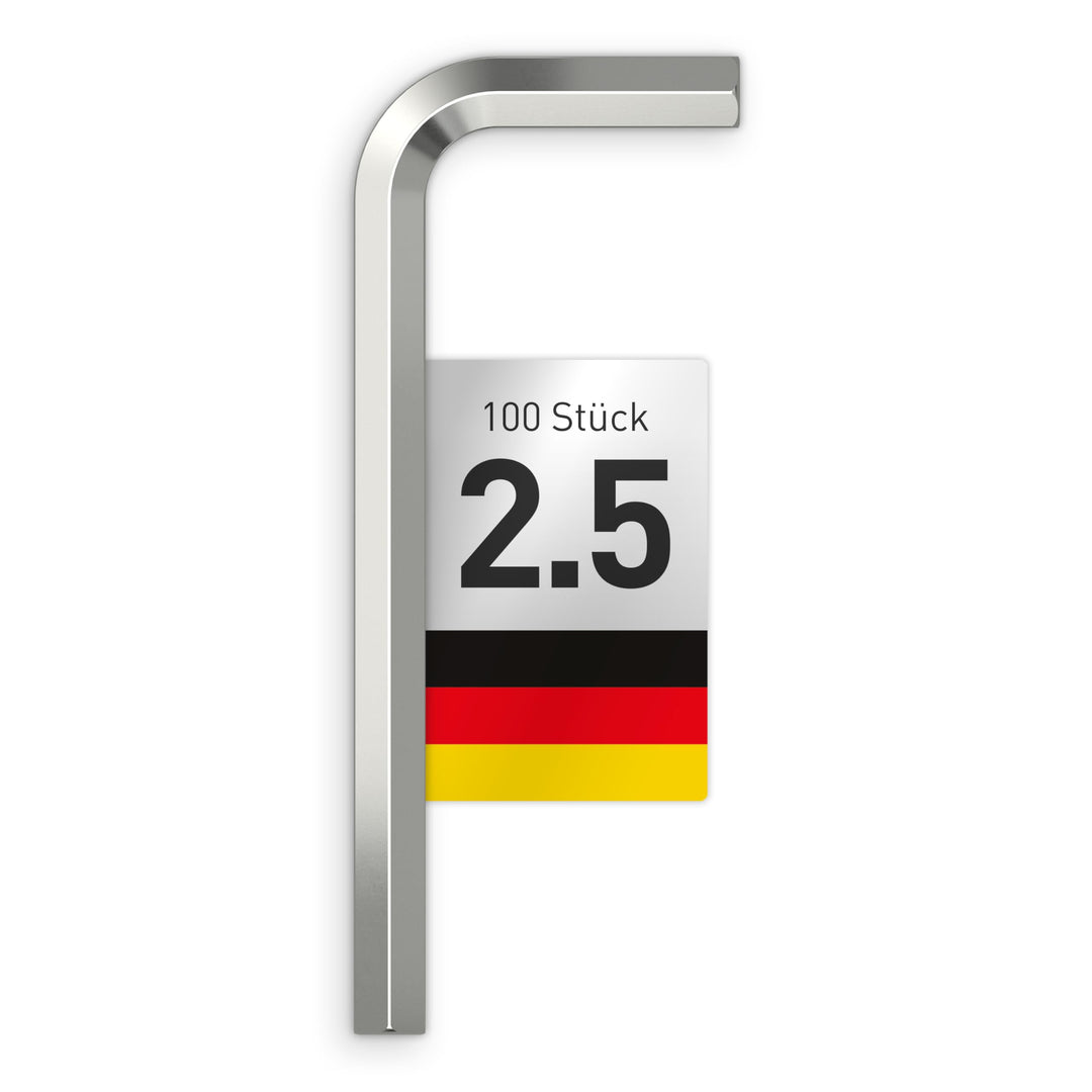 INBUS® 73455 Winkelschraubendreher 2.5mm, 100 Stück — Made in Germany 2.5 mm (100 Stück), 2.5 mm (10