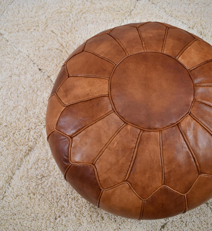 Poufs&Pillows Premium XL Echtleder Pouf - Handgefertigt - gefüllt geliefert - Ottoman Sitzsack Fussh