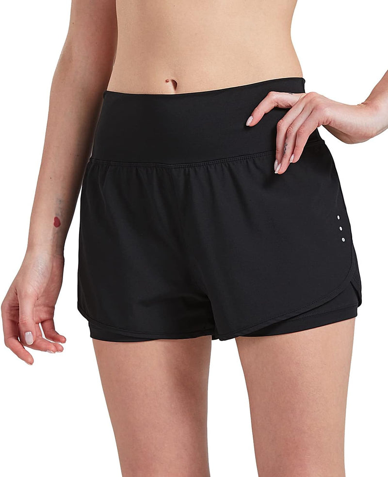 VIGVAN 2 in 1 Laufhose Damen Sport Shorts Sommer Kurze Hose Schnell Trocknend Fitness Shorts Yoga Sh