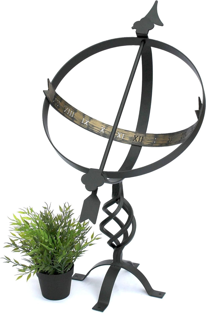 DanDiBo Sonnenuhr Schwarz aus Metall Schmiedeeisen Wetterfest 72 cm Gartenuhr Uhr Garten