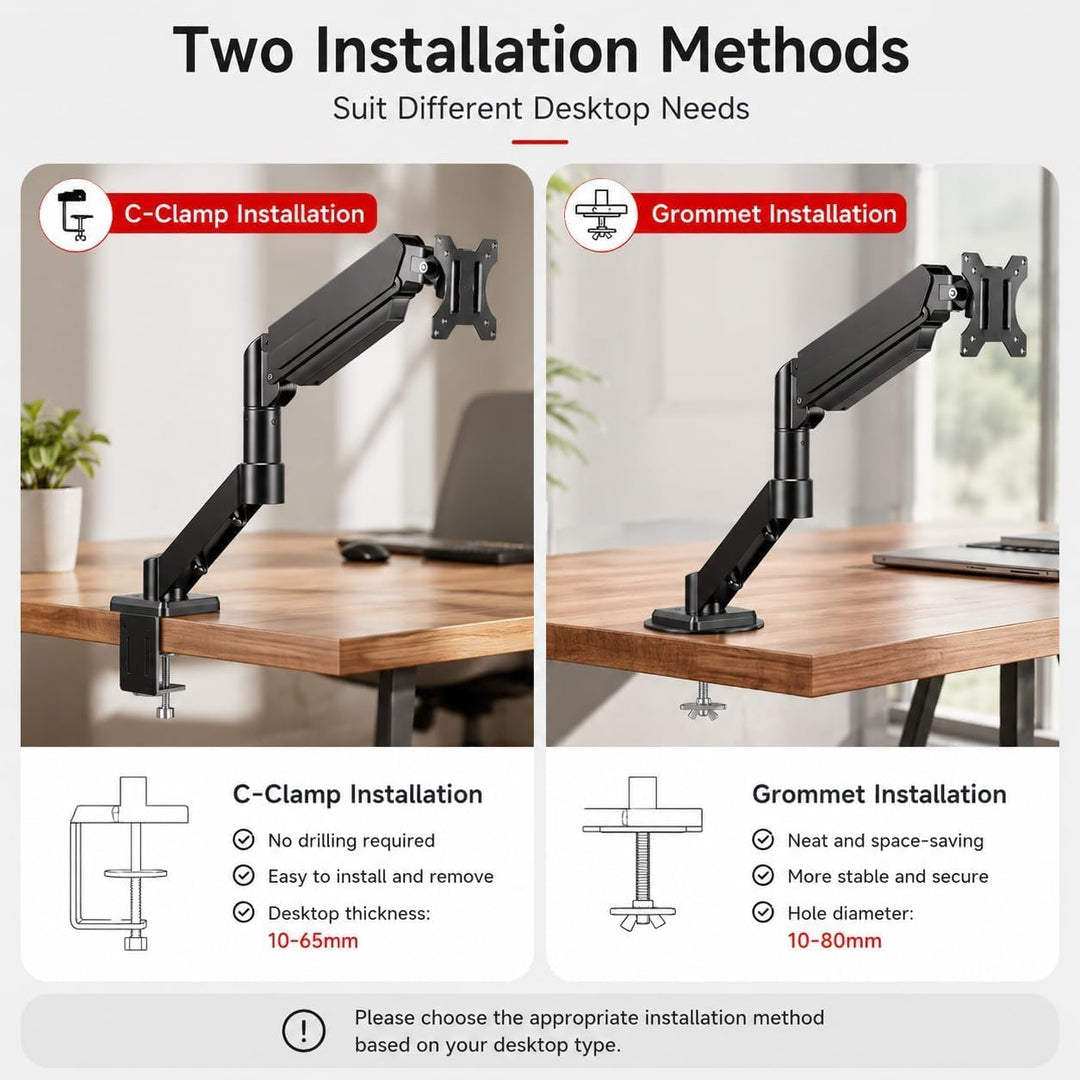 Monitor &amp; Laptop Halterung 2-in-1, verstellbare Armhalterung für 14-17 Zoll Notebook &amp; bis zu 32 Zol