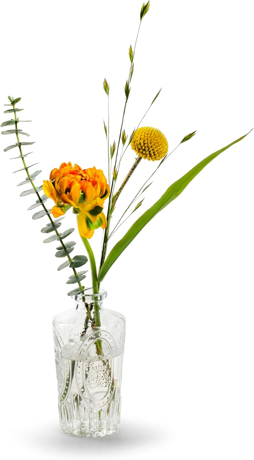 12 x Vasen Dana im Vintage-Look mit toller Glasmusterung H 12 cm - Glasvasen - Blumenvase - Tischvas