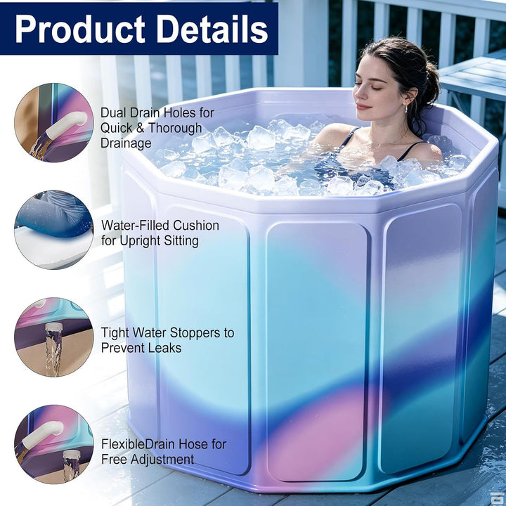 Faltbare Badewanne, Tragbare Klappbare Badewanne, Eiswanne für zuhause | 80x70cm(BxH), 5-Facher Isol