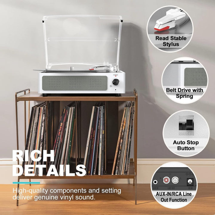 Trynnay Plattenspieler mit Lautsprecher Vinyl Schallplattenspieler Wireless LP Phonograph mit Eingeb