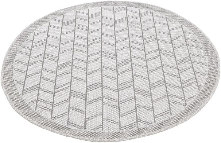 carpetfine In- und Outdoor Teppich Boho Rund Beige Flachgewebeteppich Ø 120 cm | Moderner Teppich We