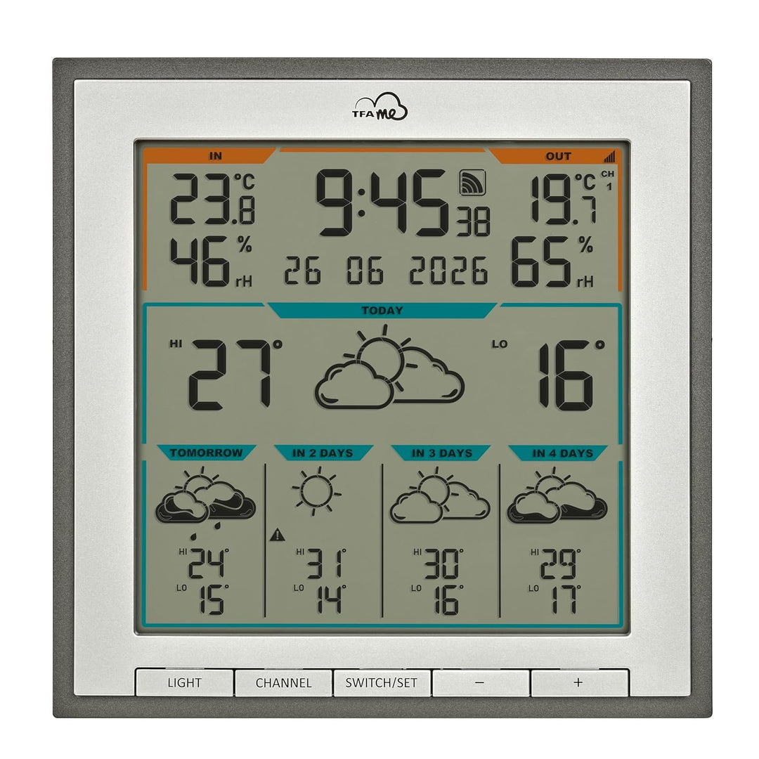 TFA 35.8105 WLAN Funkwetterstation TFA.me ID-08 Wetterprognose wetter.com 5 Tage mit Wettersymbolen,