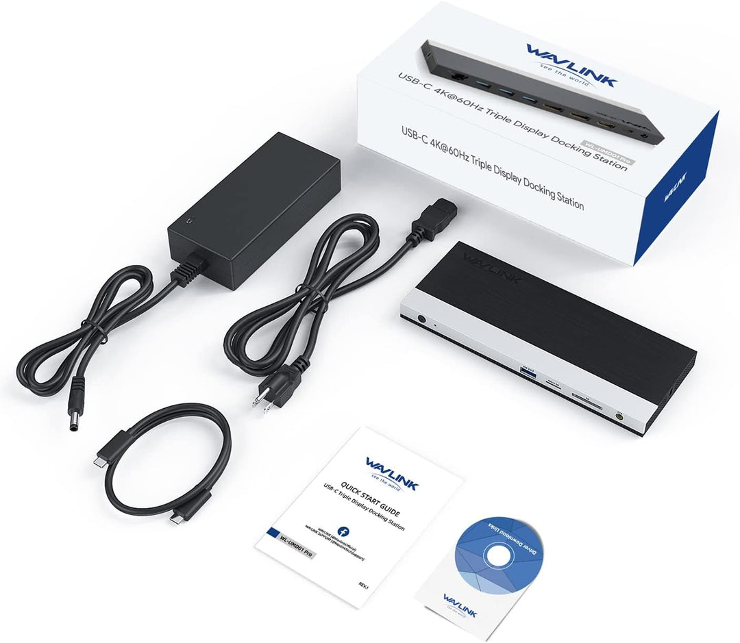 USB C Docking Station Triple Display, USB C Hub, 13 in 1 Dockingstation, WAVLINK USB-C Adapter mit 2