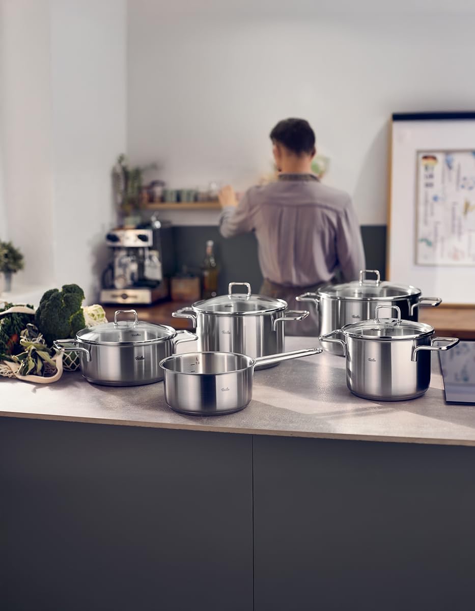 Fissler SatiTherm Edelstahl-Topfset 5-teilig – Made in Germany, satiniertes 18/10 Edelstahl, Glasdec