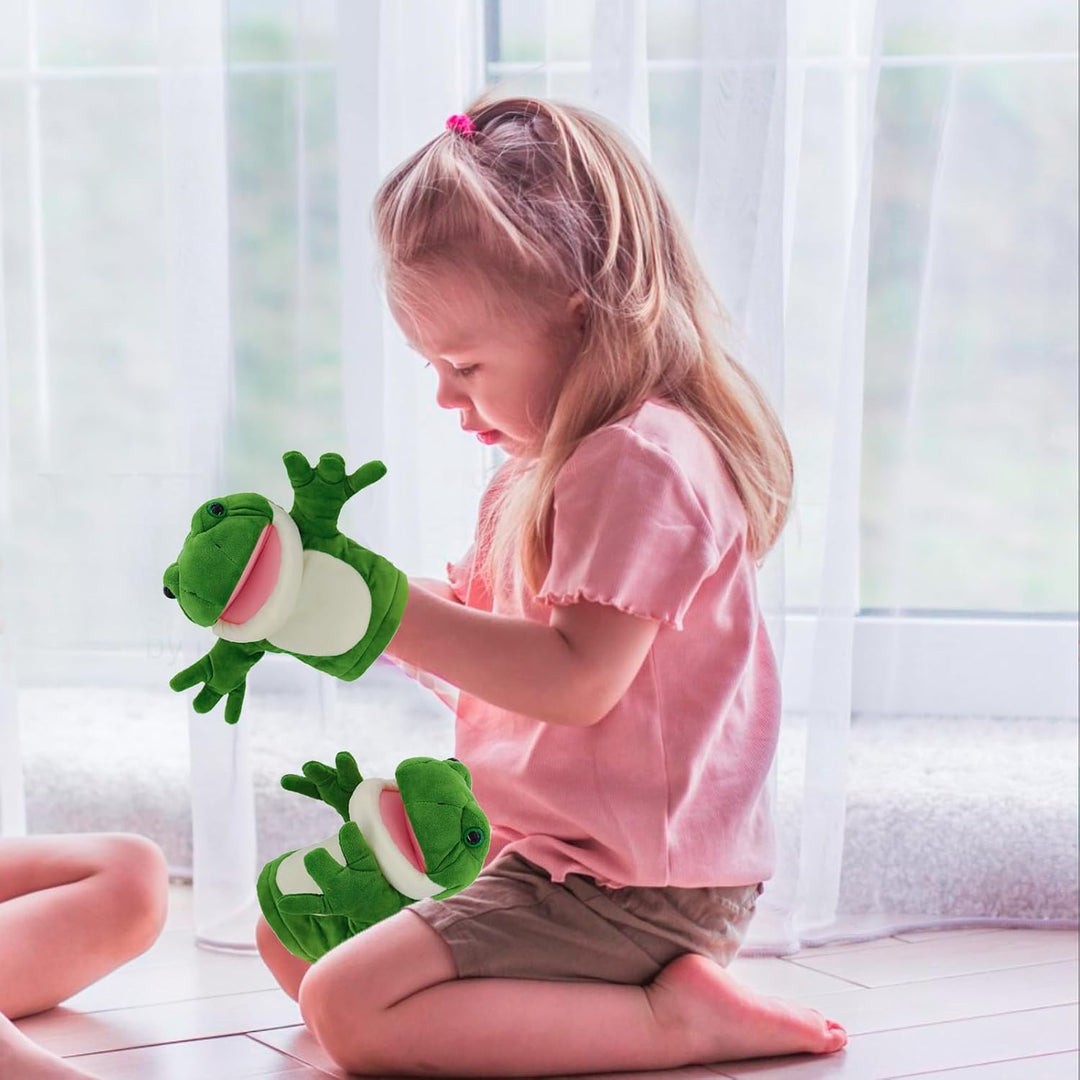 Tiny Heart Handpuppen Frosch Plüschtier Plüschspielzeug Kinder mit funktionierendem Mund Niedlich We