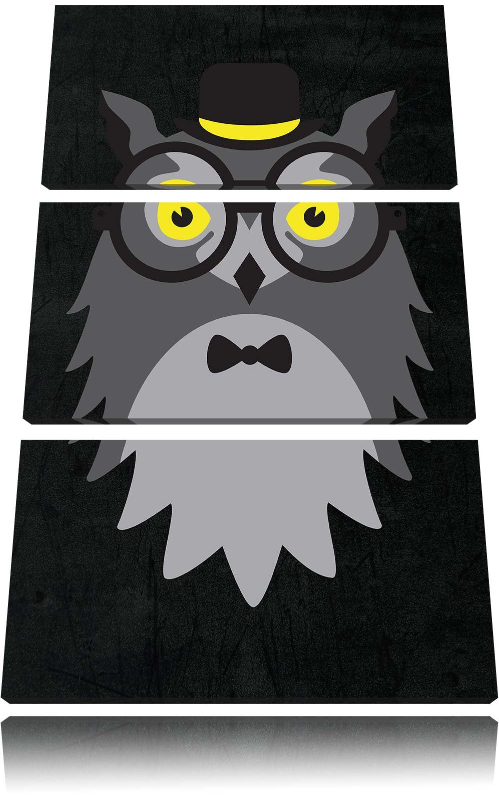 Pixxprint Hipster Eule als Leinwandbild/Grösse: 3 Teilig (120x80) cm/Wandbild/Kunstdruck/fertig besp