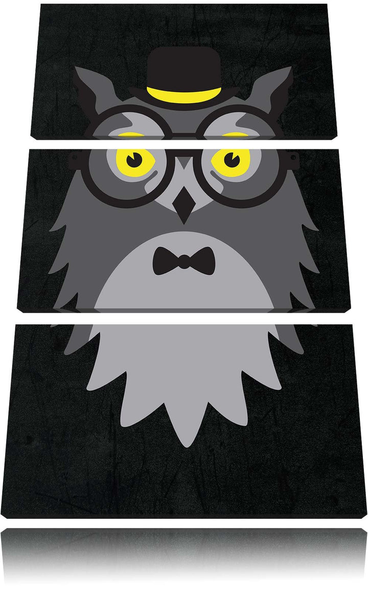 Pixxprint Hipster Eule als Leinwandbild/Grösse: 3 Teilig (120x80) cm/Wandbild/Kunstdruck/fertig besp