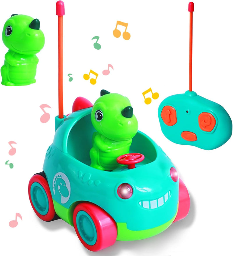 Lekwaiin Ferngesteuertes Auto ab 2 3 4 Jahre, 2.4 GHz Dinosaurier Spielzeug Auto mit LED und Musik S