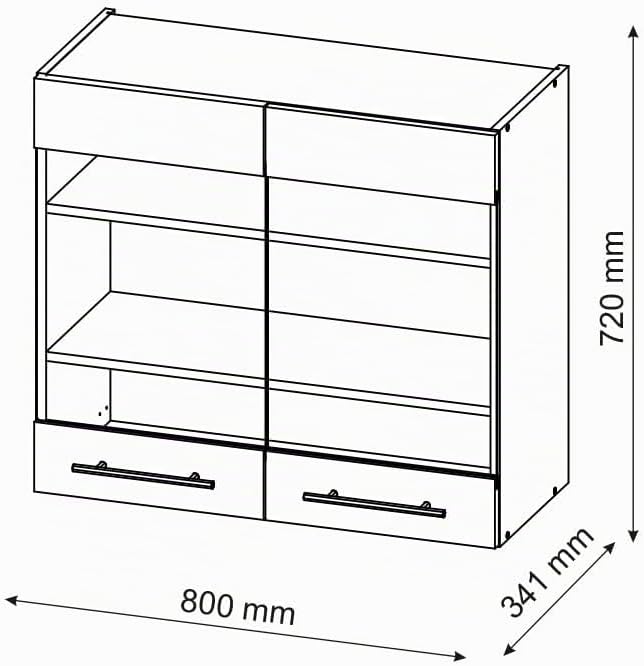 Vicco Küchenschrank Glas Fame-Line, Anthrazit Hochglanz/Goldkraft Eiche, 80 cm Hängeglasschrank 80 c